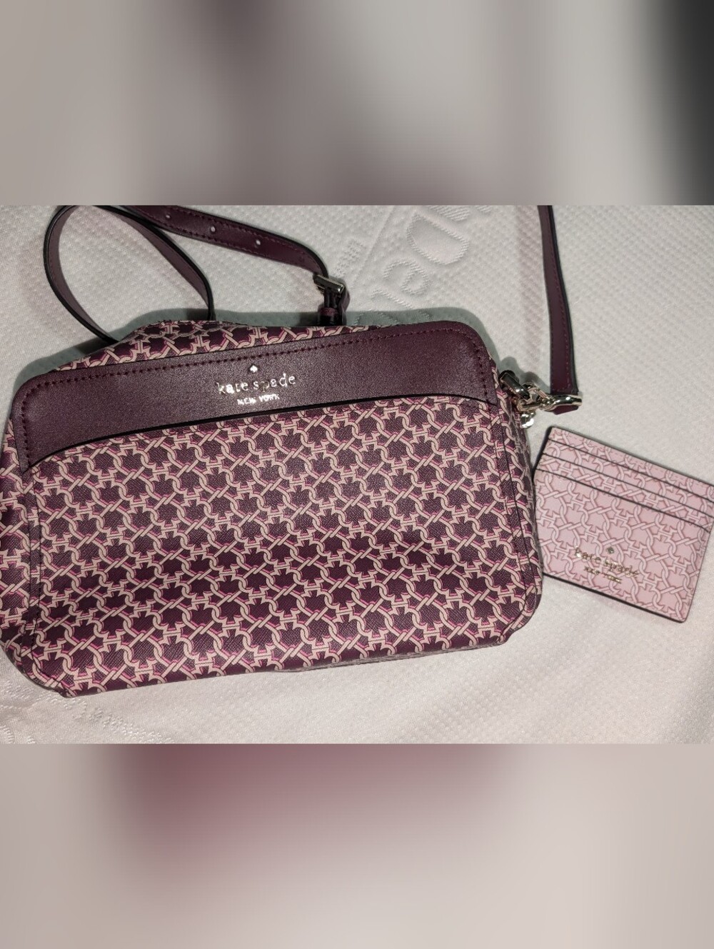 kate spade New York Plum Pattern Crossbody Bag With Matching Mini Wallet